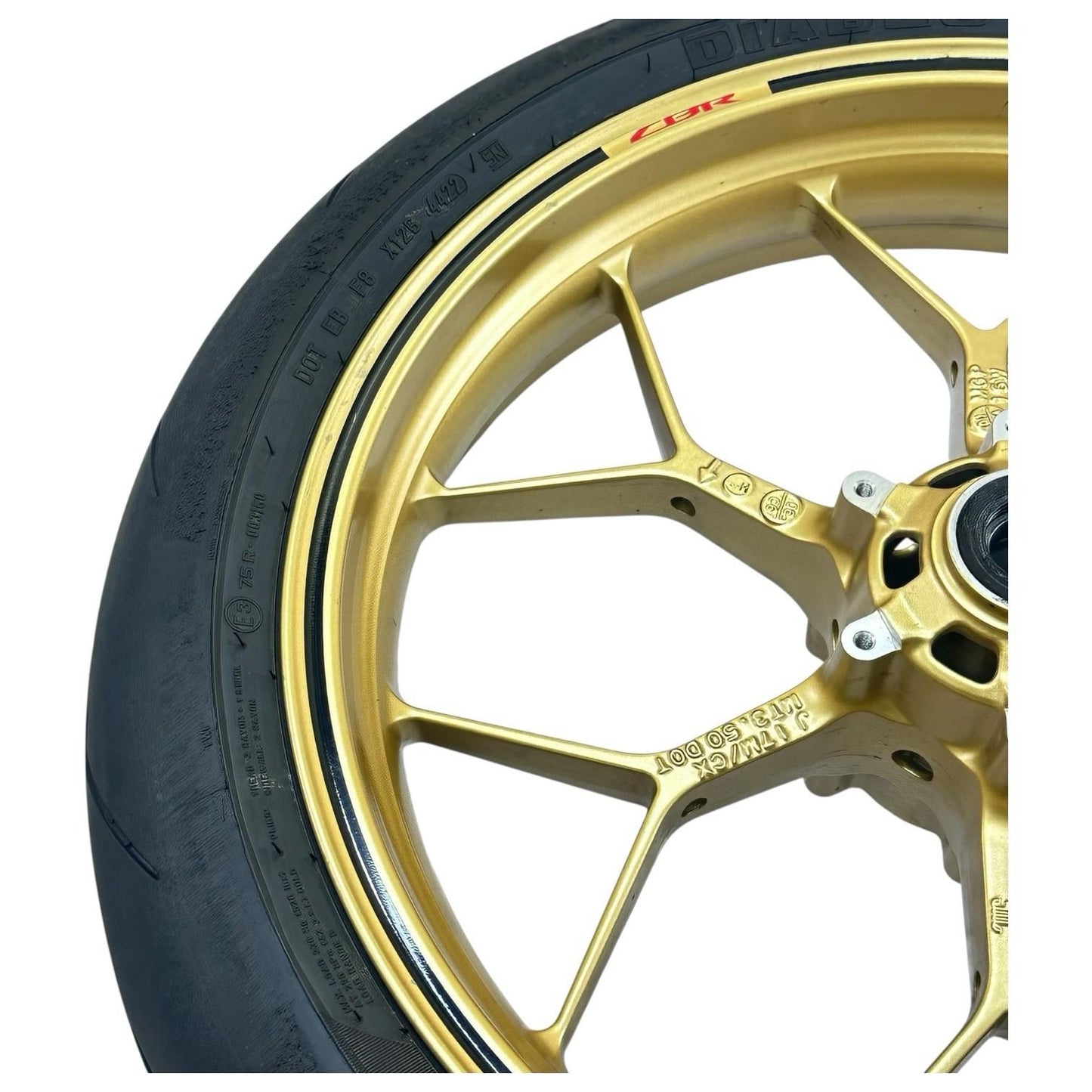 2014 - 2016 HONDA CBR1000RR SP FRONT WHEEL RIM TIRE RUBBER YELLOW STOCK OEM