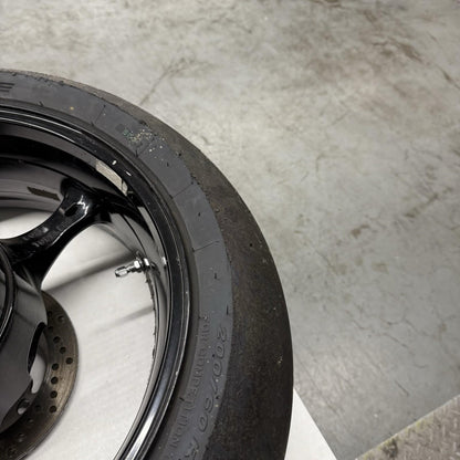 2007 2008 SUZUKI GSXR 1000 REAR WHEEL RIM BRAKE ROTOR PIRELLI TIRE STRAIGHT