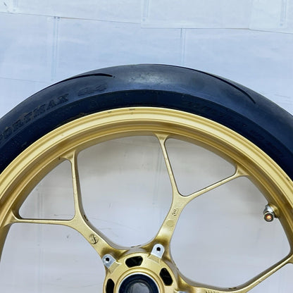 2017 - 2019 HONDA CBR 1000RR SP FRONT WHEEL RIM TIRE RUBBER YELLOW *BENT*