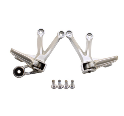 2003 2004 SUZUKI GSXR1000 PASSENGER PEGS SET PAIR REAR BACK SILVER BRACKET STOCK