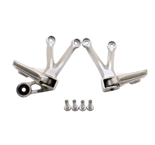 2003 2004 SUZUKI GSXR1000 PASSENGER PEGS SET PAIR REAR BACK SILVER BRACKET STOCK