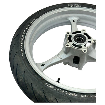 2007 2008 SUZUKI GSXR 1000 FRONT WHEEL RIM TIRE RUBBER SILVER STOCK OEM