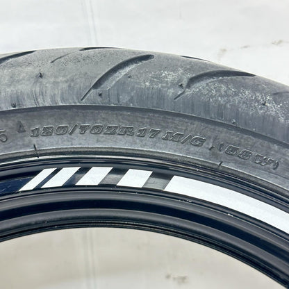 2007 - 2012 HONDA CBR600RR FRONT WHEEL RIM TIRE BLACK STOCK