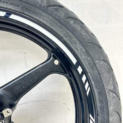 2007 - 2012 HONDA CBR600RR FRONT WHEEL RIM TIRE BLACK STOCK