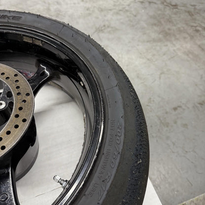 2007 2008 SUZUKI GSXR 1000 REAR WHEEL RIM BRAKE ROTOR PIRELLI TIRE STRAIGHT