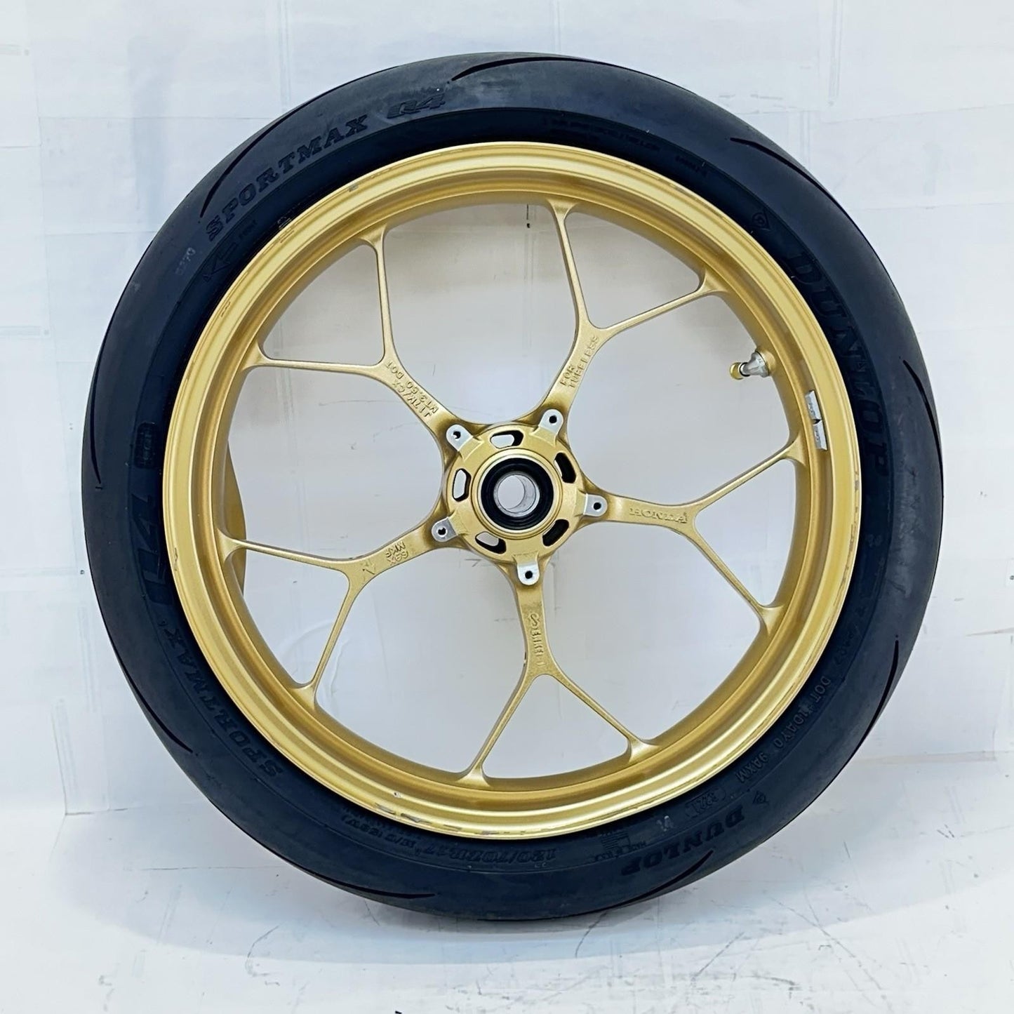 2017 - 2019 HONDA CBR 1000RR SP FRONT WHEEL RIM TIRE RUBBER YELLOW *BENT*