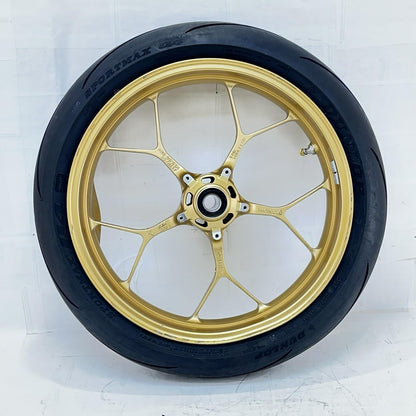 2017 - 2019 HONDA CBR 1000RR SP FRONT WHEEL RIM TIRE RUBBER YELLOW *BENT*