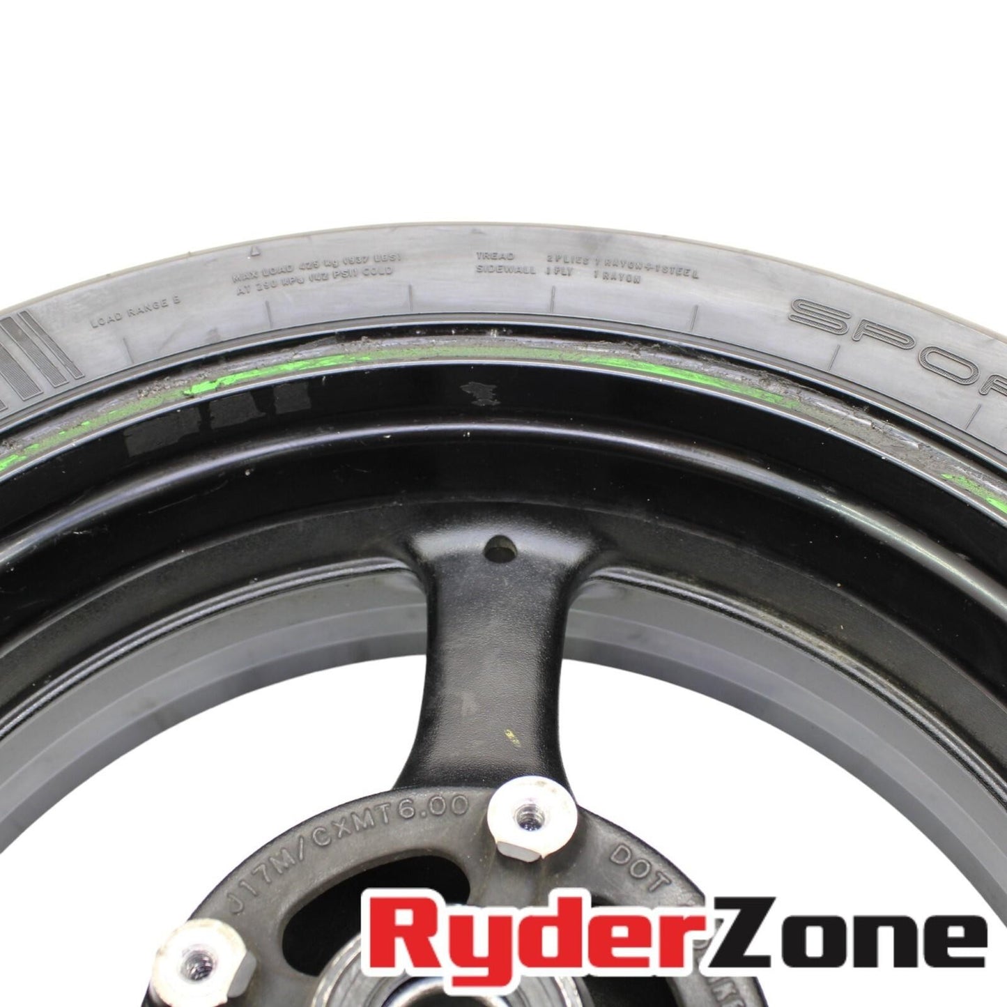 2016 - 2020 KAWASAKI NINJA ZX10R REAR WHEEL RIM BLACK DUNLOP TIRE STRAIGHT