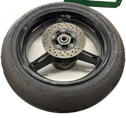 2007 2008 SUZUKI GSXR1000 REAR WHEEL BRAKE ROTOR DUNLOP BLACK RIM TIRE STOCK