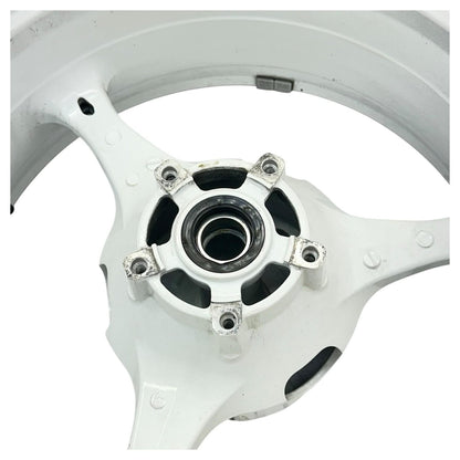 2007 2008 SUZUKI GSXR 1000 REAR WHEEL BACK RIM TIRE RUBBER HUB WHITE STOCK OEM