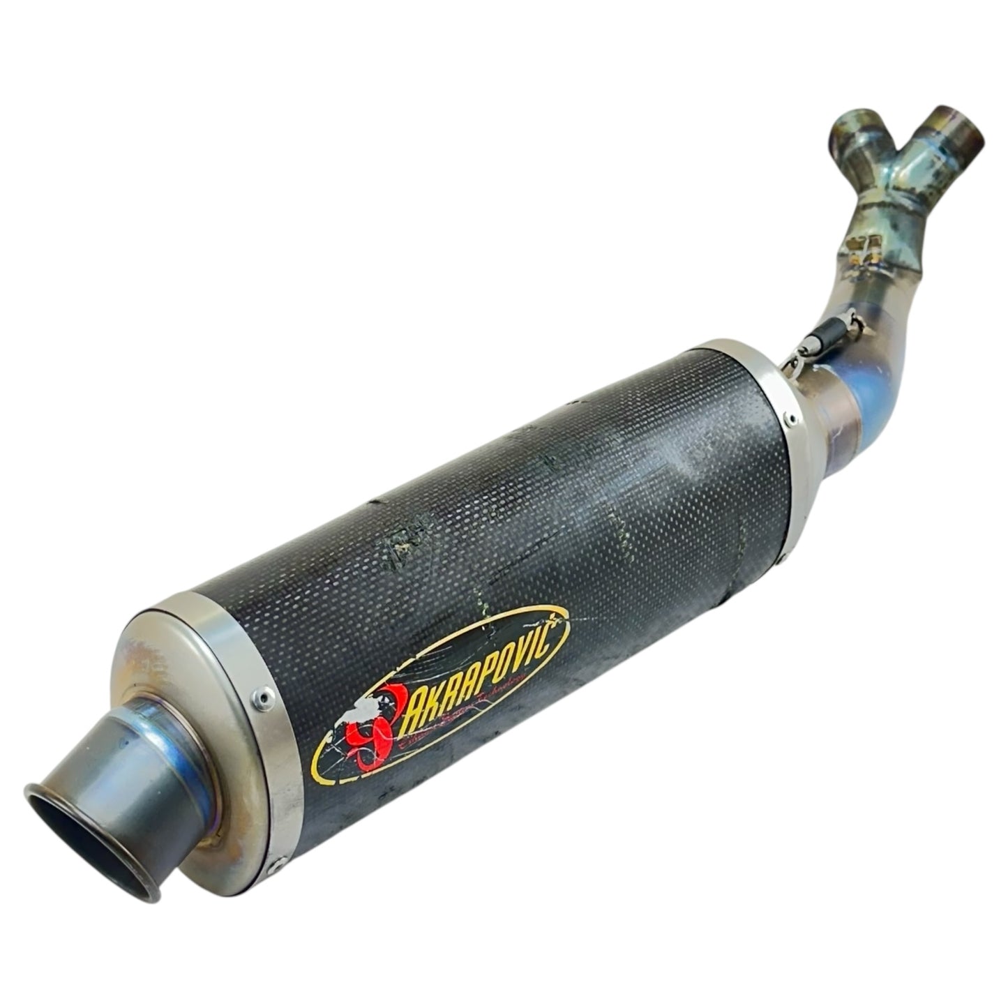 2005 2006 SUZUKI GSXR 1000 EXHAUST MUFFLER MID PIPE AKRAPOVIC *DENTED/SCUFFED*