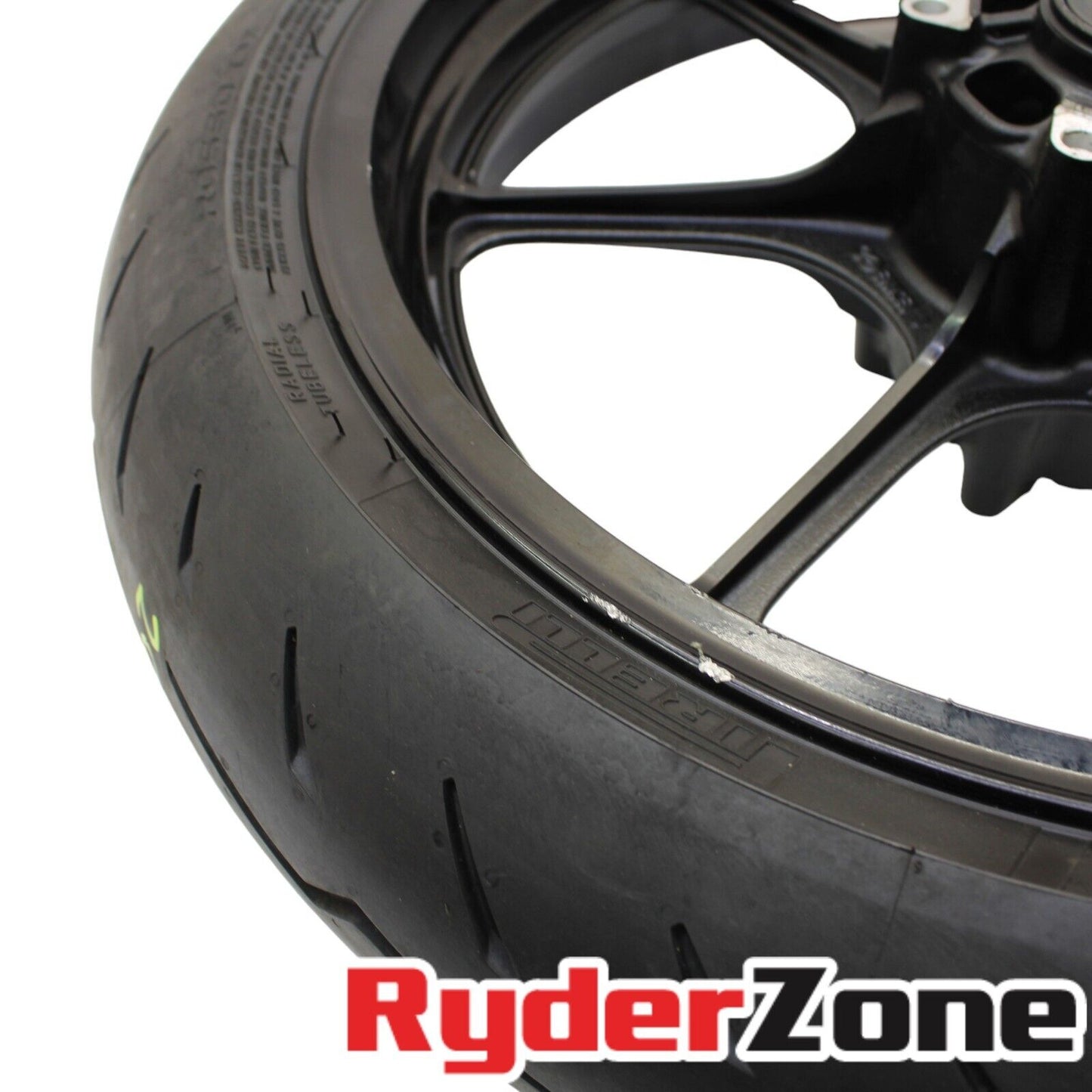 2022 2023 SUZUKI HAYABUSA FRONT WHEEL RIM PIRELLI TIRE *BENT* BLACK STOCK