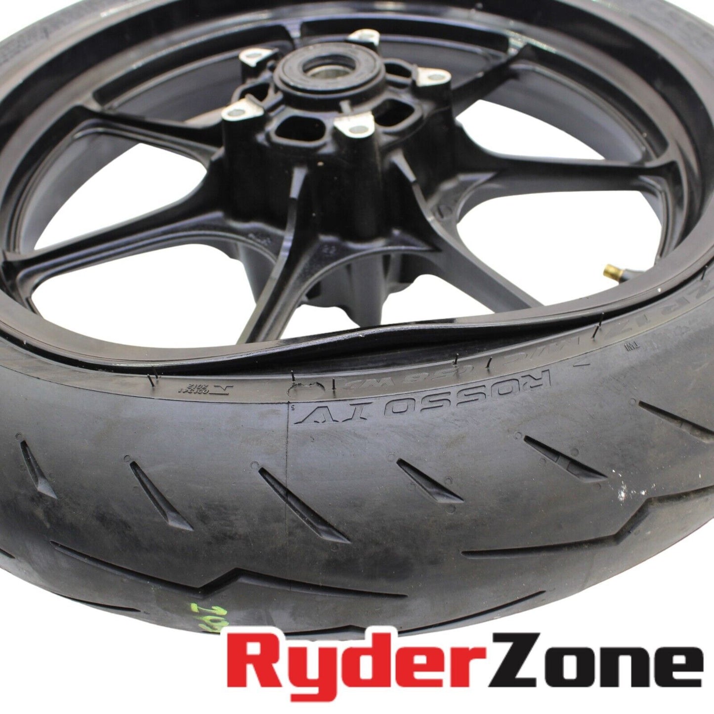 2022 2023 SUZUKI HAYABUSA FRONT WHEEL RIM PIRELLI TIRE *BENT* BLACK STOCK