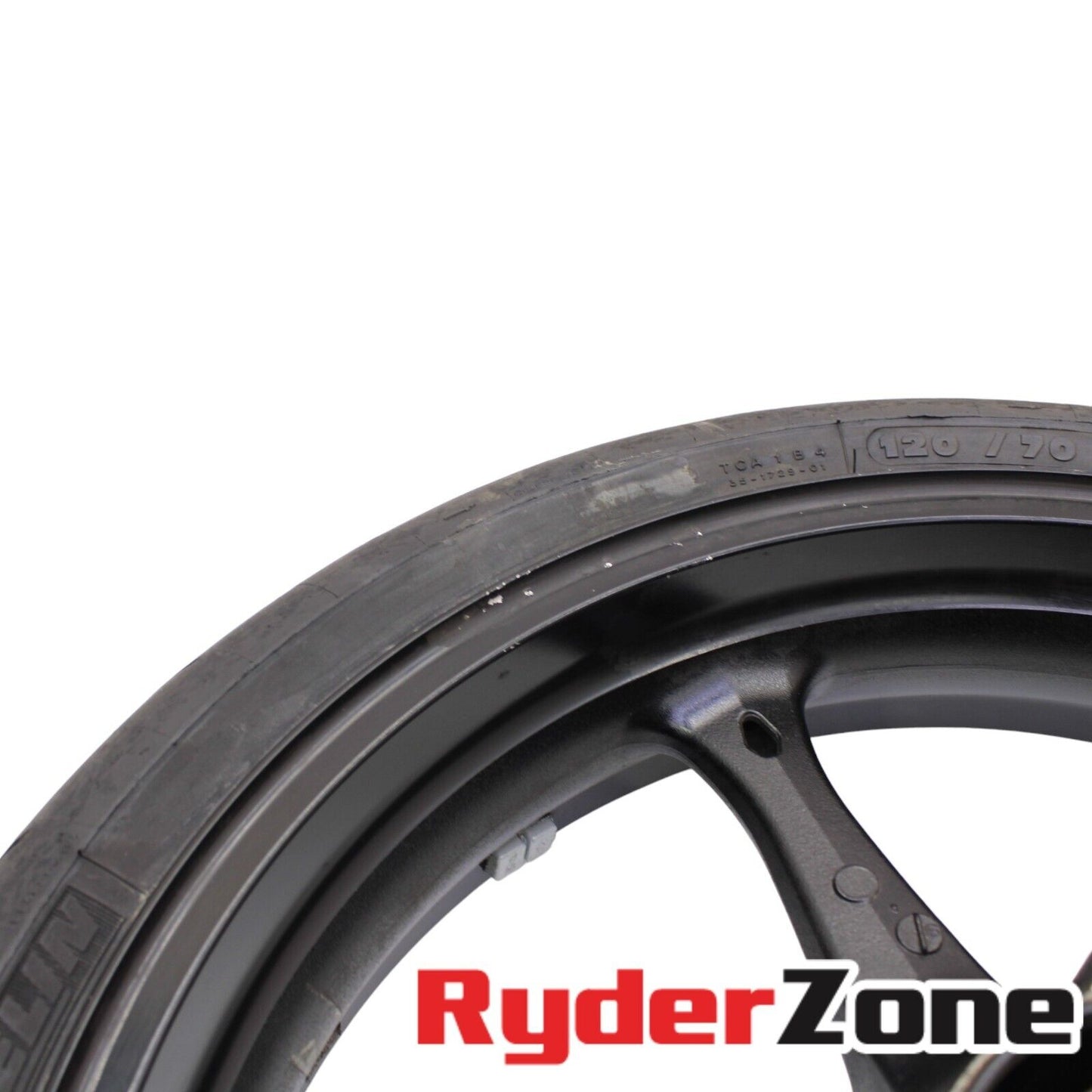 2005 - 2008 SUZUKI GSXR 1000 FRONT WHEEL RIM BLACK STRAIGHT MICHELIN TIRE