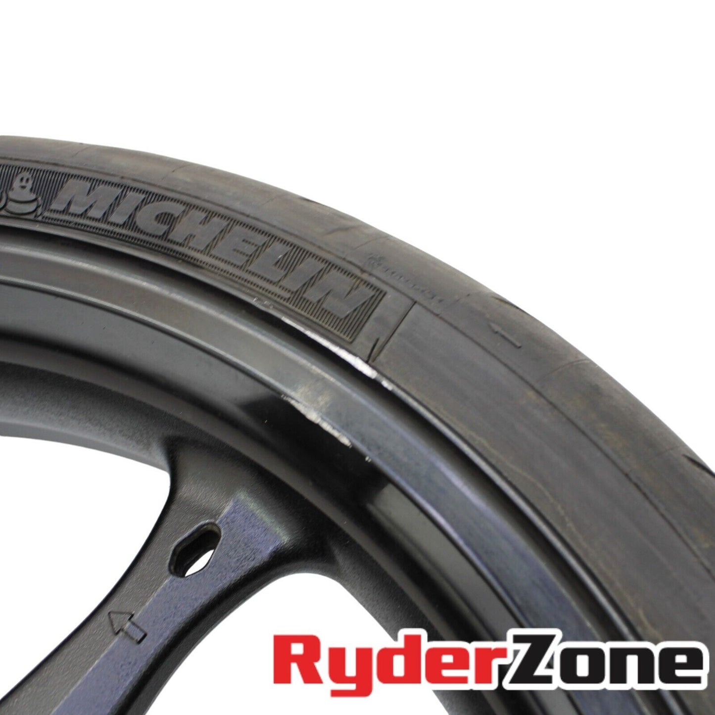 2005 - 2008 SUZUKI GSXR 1000 FRONT WHEEL RIM BLACK STRAIGHT MICHELIN TIRE