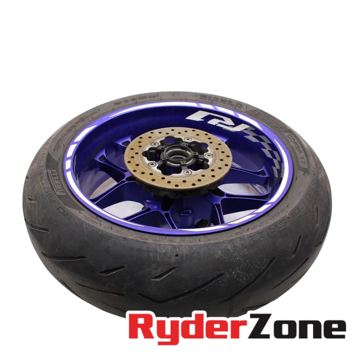 2020 - 2024 YAMAHA YZF R1 REAR WHEEL BACK PIRELLI TIRE BLUE RIM ROTOR STRAIGHT