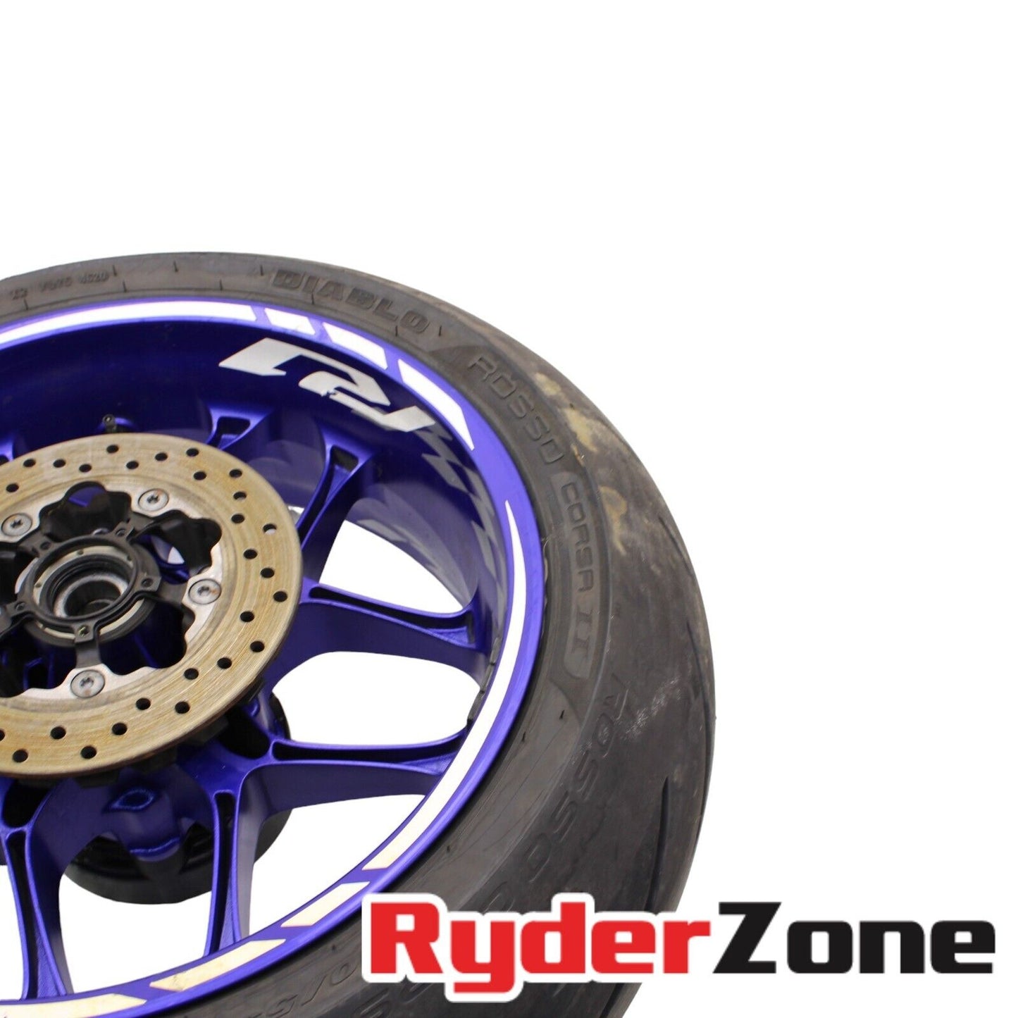 2020 - 2024 YAMAHA YZF R1 REAR WHEEL BACK PIRELLI TIRE BLUE RIM ROTOR STRAIGHT