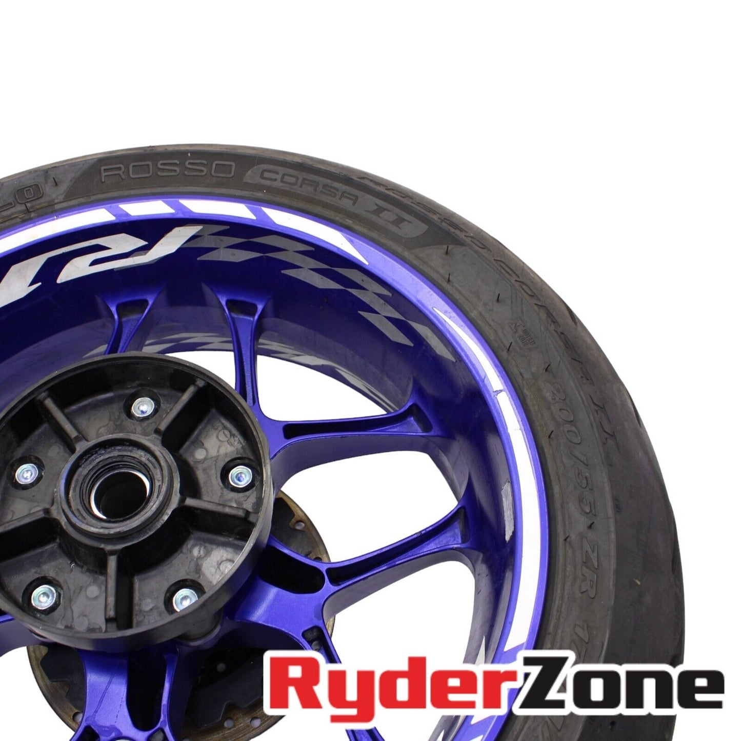 2020 - 2024 YAMAHA YZF R1 REAR WHEEL BACK PIRELLI TIRE BLUE RIM ROTOR STRAIGHT