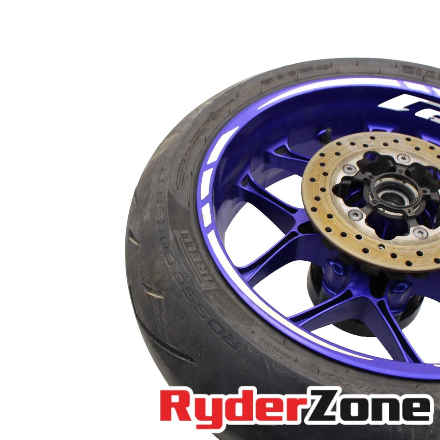 2020 - 2024 YAMAHA YZF R1 REAR WHEEL BACK PIRELLI TIRE BLUE RIM ROTOR STRAIGHT