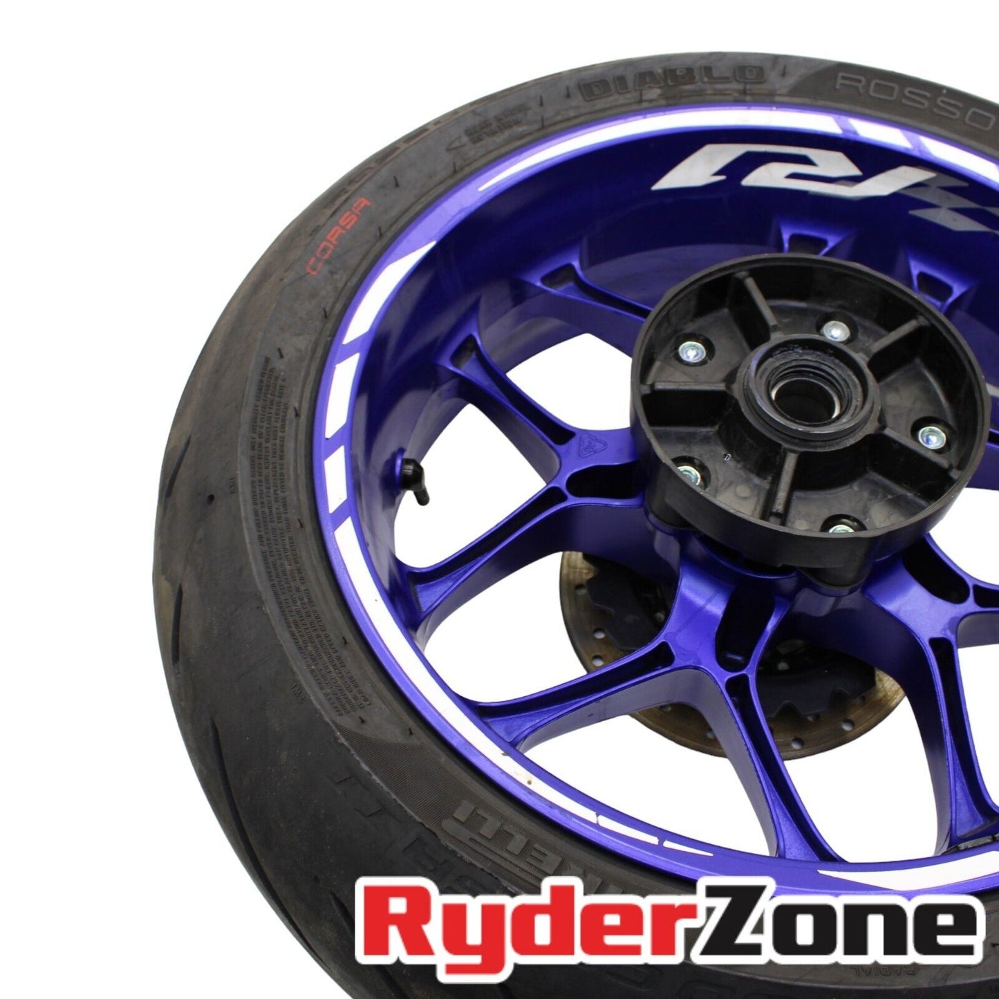 2020 - 2024 YAMAHA YZF R1 REAR WHEEL BACK PIRELLI TIRE BLUE RIM ROTOR STRAIGHT