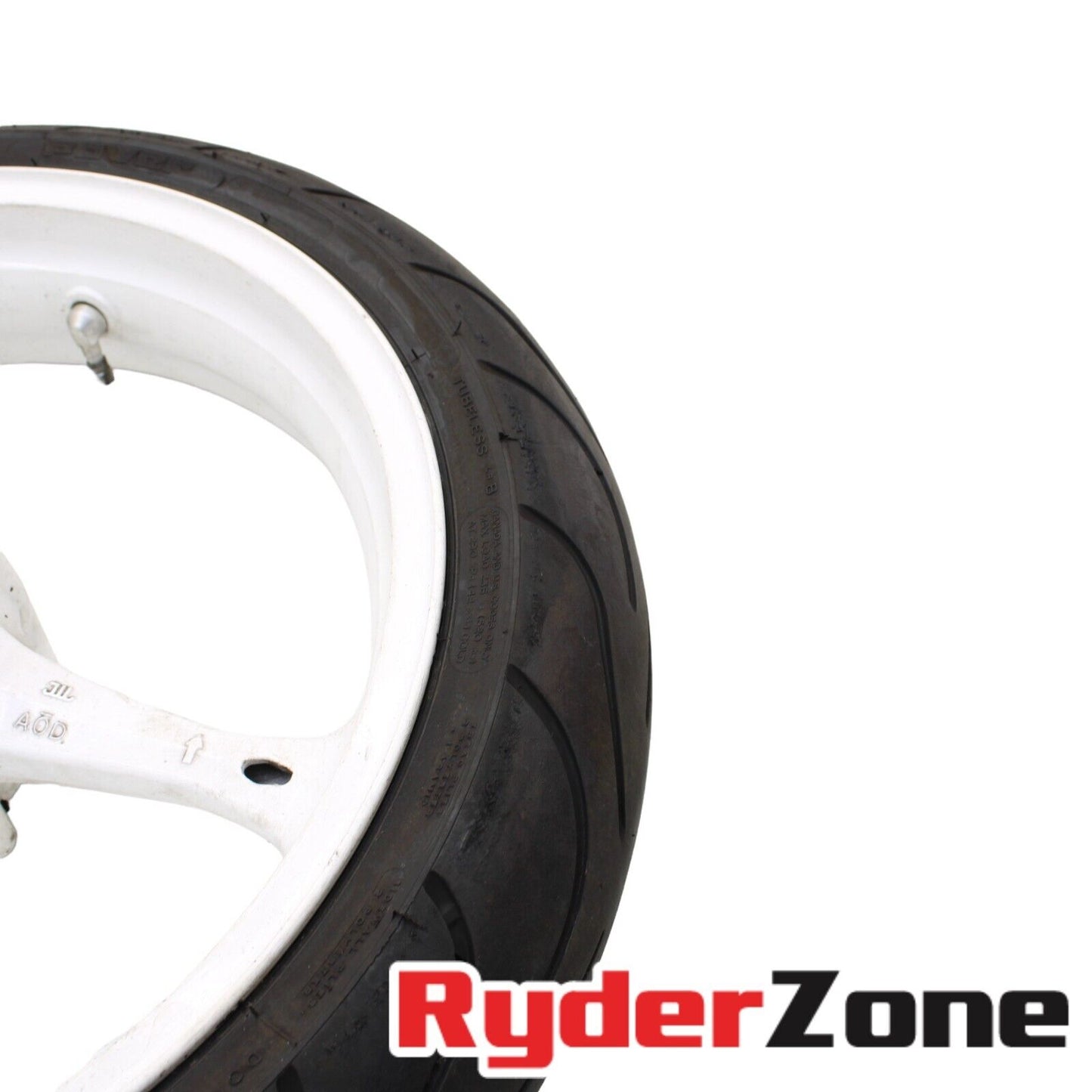 2005 2006 SUZUKI GSXR 1000 FRONT WHEEL WHITE MICHELIN TIRE STRAIGHT RIM *BENT*