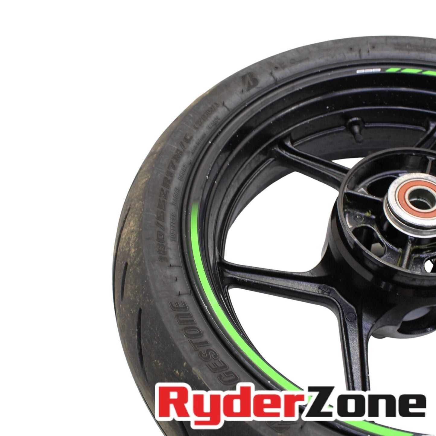 2019 - 2023 KAWASAKI NINJA ZX6R REAR WHEEL BLACK RIM STRAIGHT BRIDGESTONE TIRE