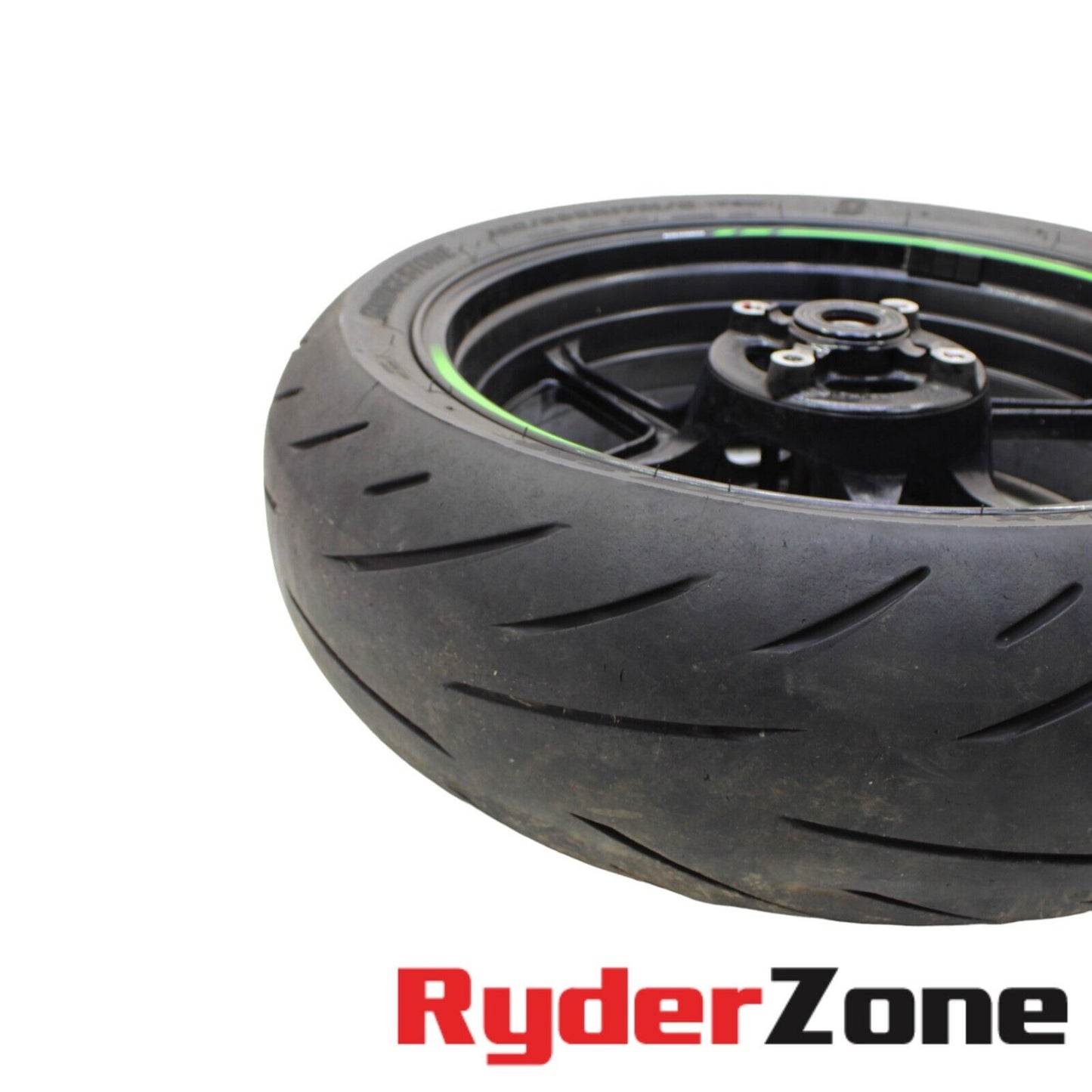 2019 - 2023 KAWASAKI NINJA ZX6R REAR WHEEL BLACK RIM STRAIGHT BRIDGESTONE TIRE