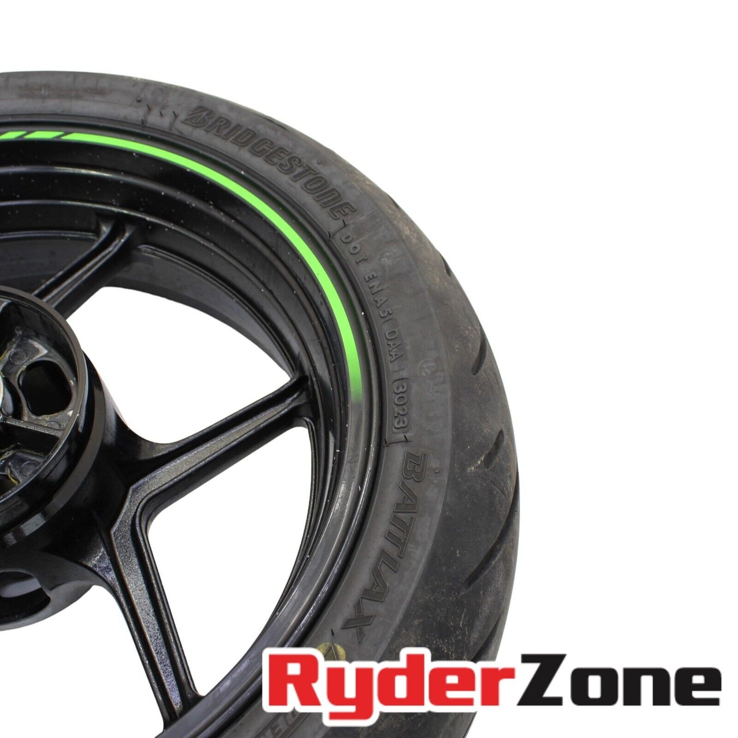 2019 - 2023 KAWASAKI NINJA ZX6R REAR WHEEL BLACK RIM STRAIGHT BRIDGESTONE TIRE