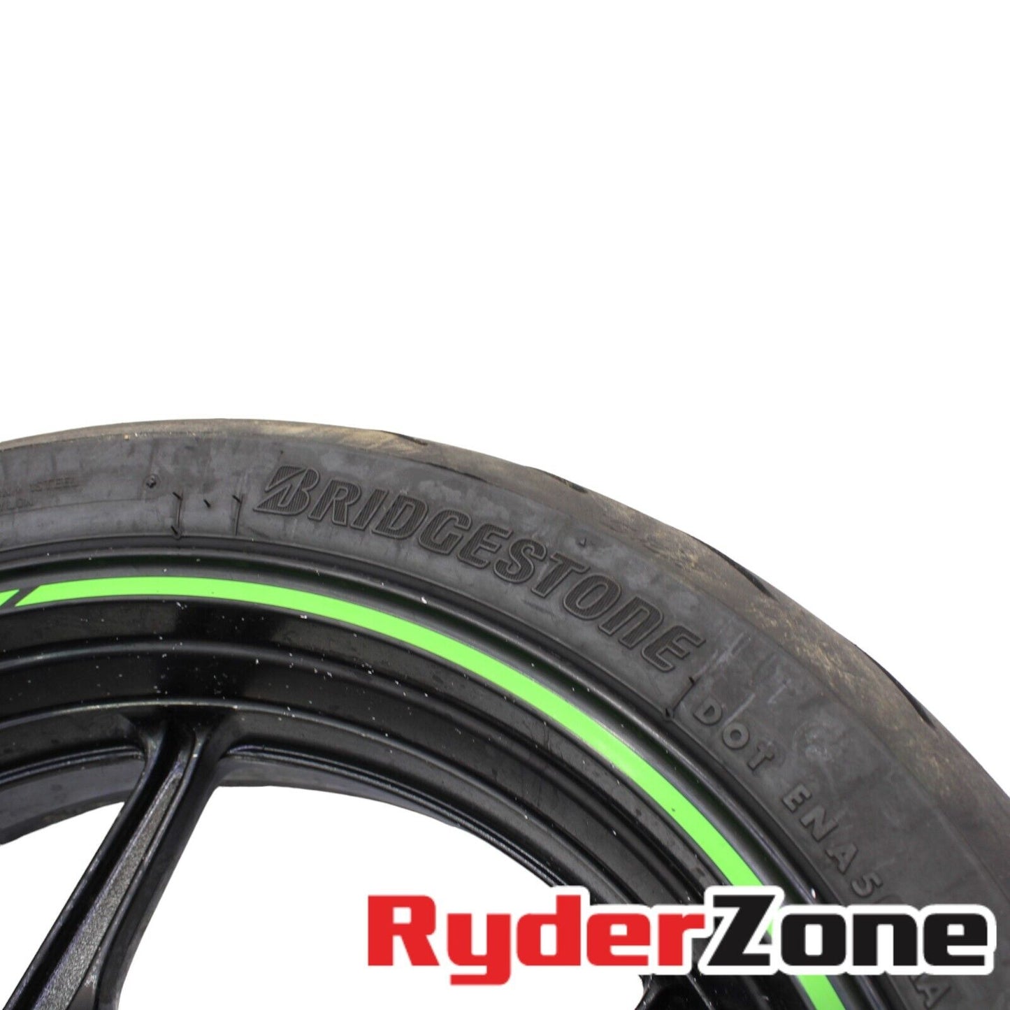 2019 - 2023 KAWASAKI NINJA ZX6R REAR WHEEL BLACK RIM STRAIGHT BRIDGESTONE TIRE