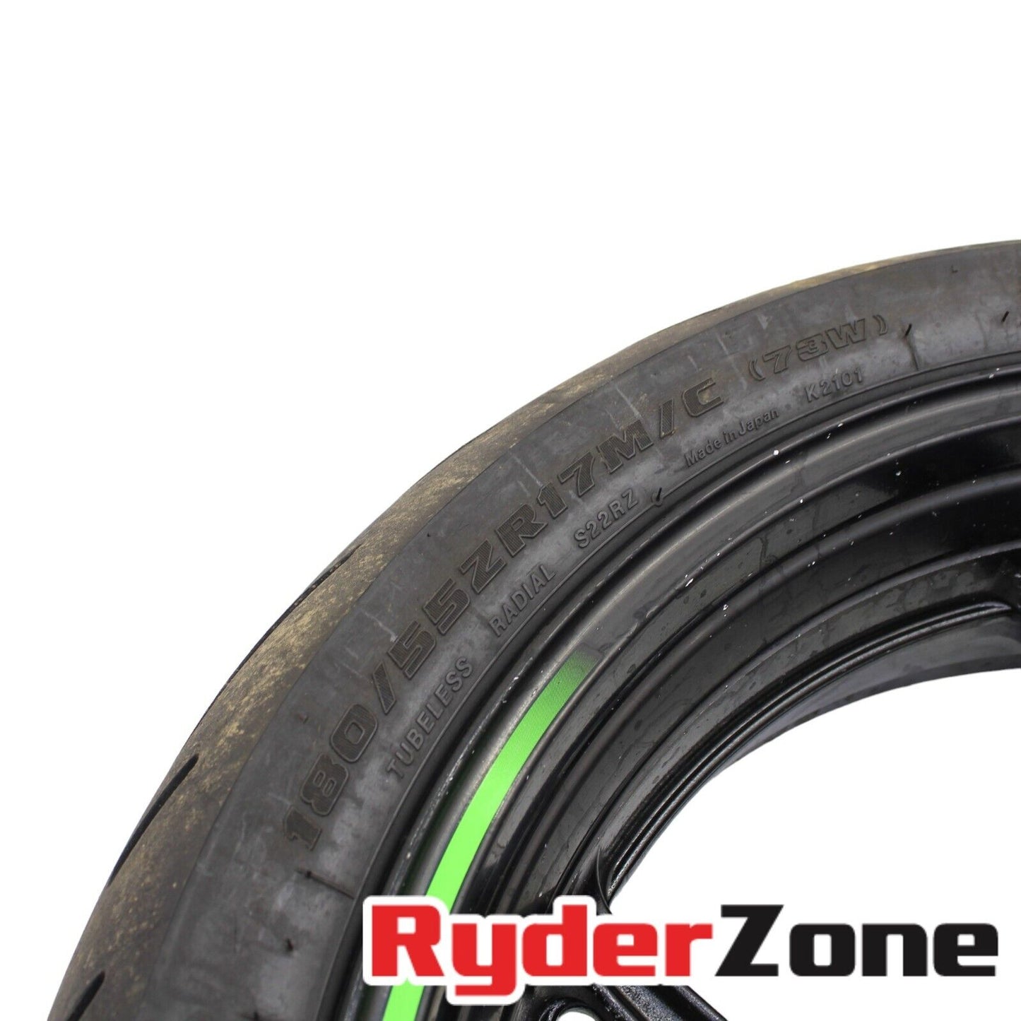 2019 - 2023 KAWASAKI NINJA ZX6R REAR WHEEL BLACK RIM STRAIGHT BRIDGESTONE TIRE