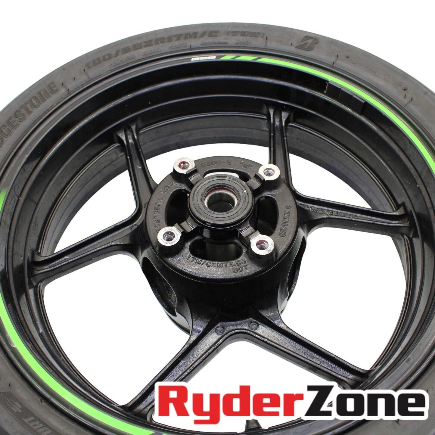 2019 - 2023 KAWASAKI NINJA ZX6R REAR WHEEL BLACK RIM STRAIGHT BRIDGESTONE TIRE