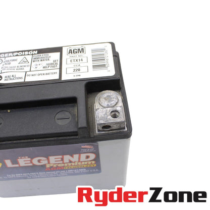 2006 - 2011 KAWASAKI NINJA ZX14 BATTERY NAPA THE LEGEND PREMIUM AGM TECHNOLOGY