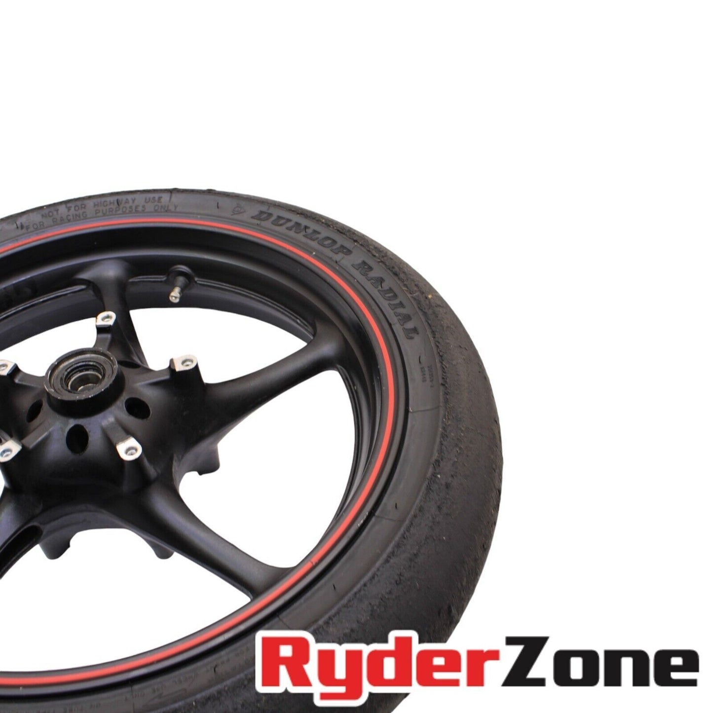 2003 - 2012 YAMAHA YZF R6 FRONT WHEEL STRAIGHT RIM BLACK TRACK TIRE DUNLOP