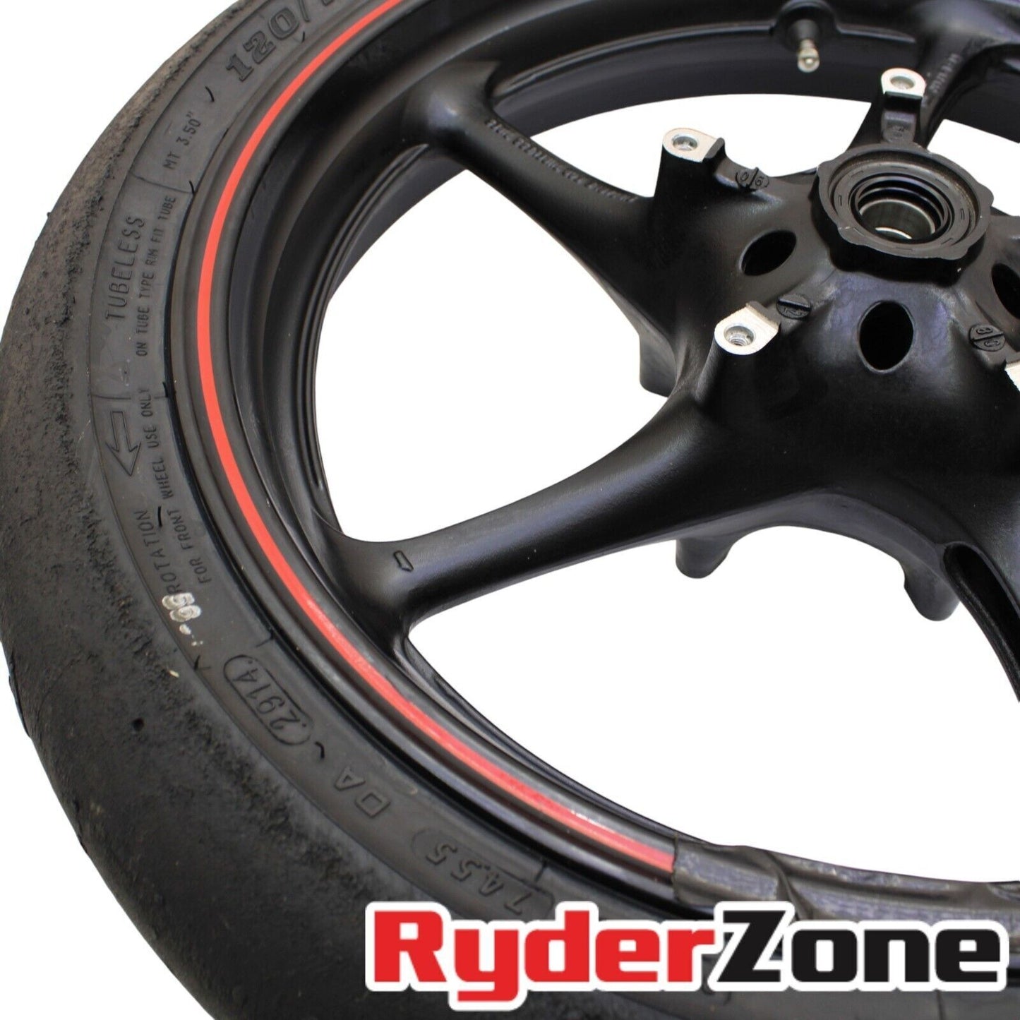 2003 - 2012 YAMAHA YZF R6 FRONT WHEEL STRAIGHT RIM BLACK TRACK TIRE DUNLOP