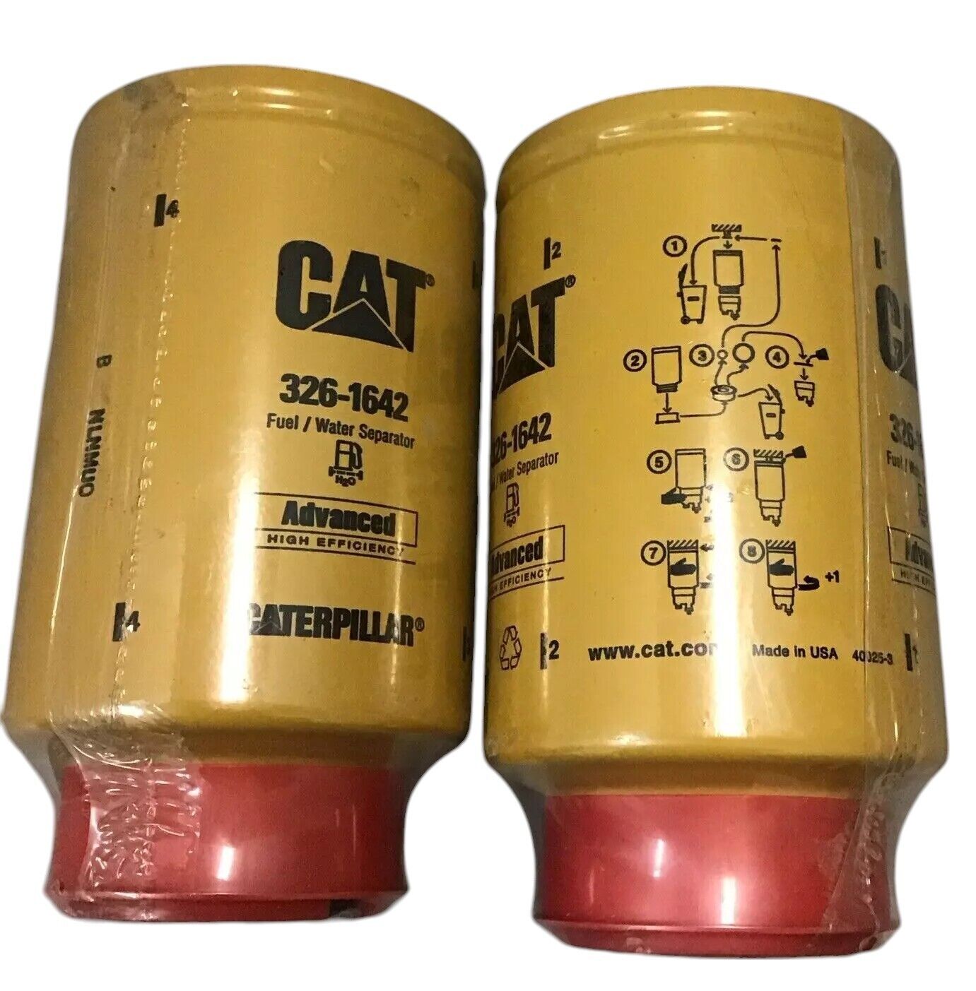 LOT OF 2 OEM CAT 326-1642 FUEL/WATER SEPARATOR (b411)