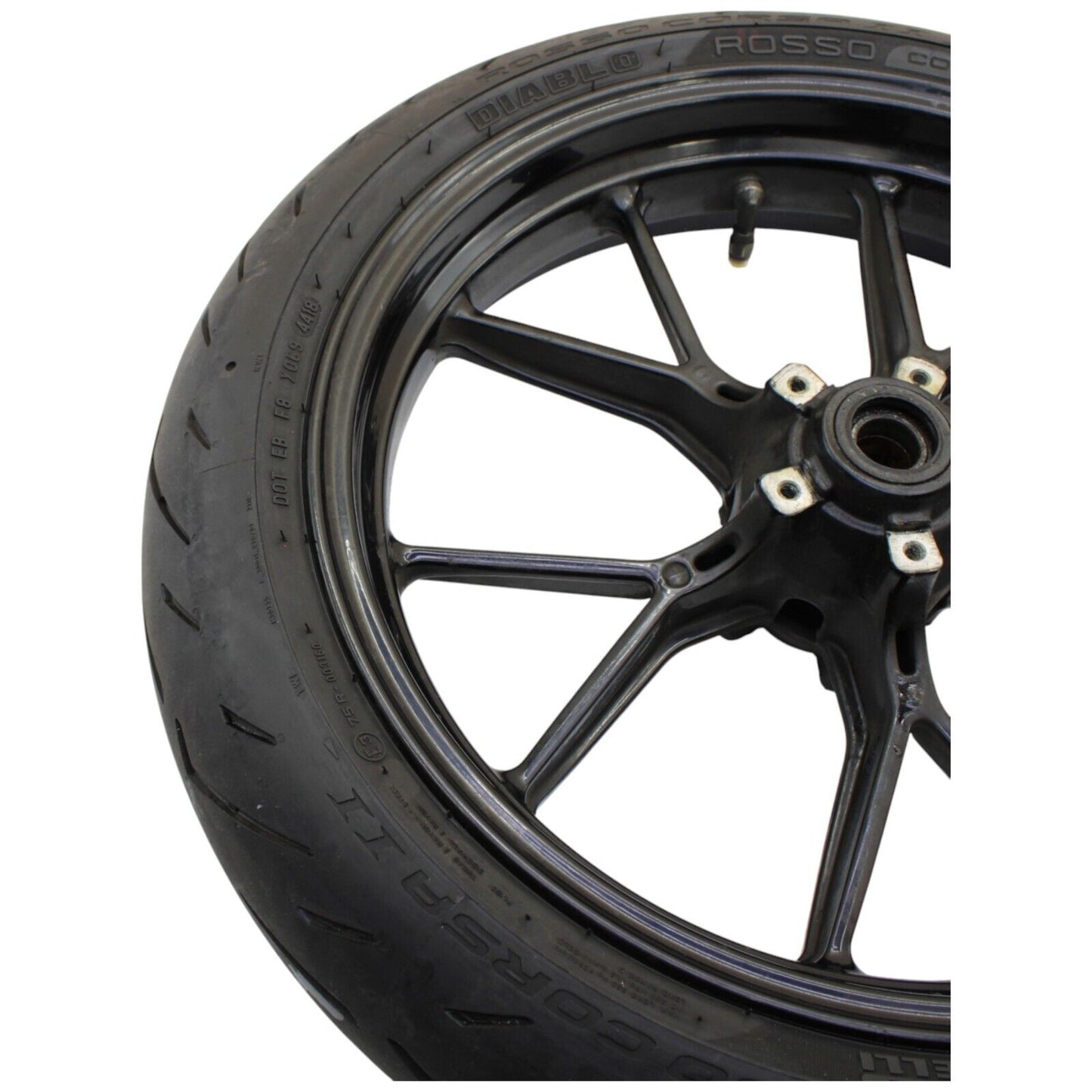 2003 - 2006 DUCATI 999 S R FRONT WHEEL BLACK STRAIGHT RIM PIRELLI TIRE STOCK