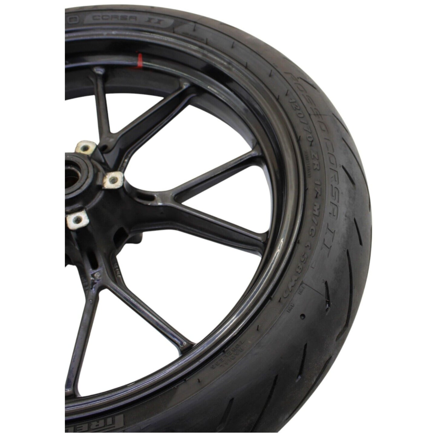 2003 - 2006 DUCATI 999 S R FRONT WHEEL BLACK STRAIGHT RIM PIRELLI TIRE STOCK