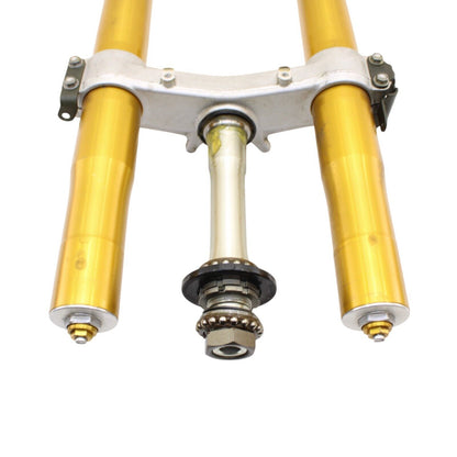2004 2005 KAWASAKI NINJA ZX10R FORKS FRONT SUSPENSION SET FORKS TRIPLE TREE GOLD