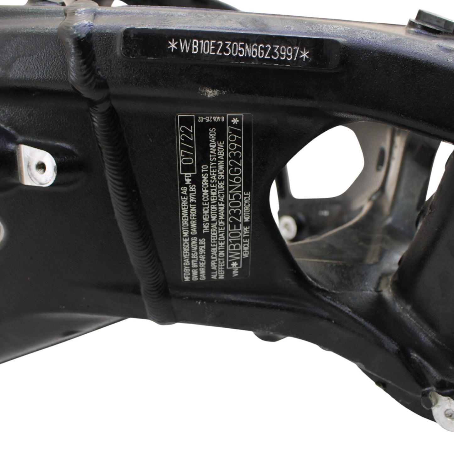 2020 - 2022 BMW S1000RR FRAME MAIN CHASSIS NECK BLACK STRAIGHT STOCK