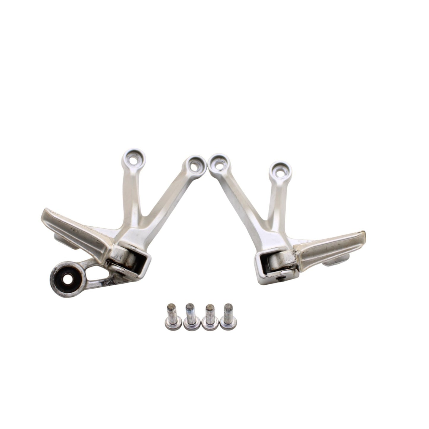 2003 2004 SUZUKI GSXR1000 PASSENGER PEGS SET PAIR REAR BACK SILVER BRACKET STOCK