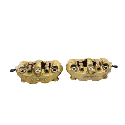 2003 2004 SUZUKI GSXR1000 FRONT BRAKE CALIPERS SET GOLD LEFT RIGHT STOCK