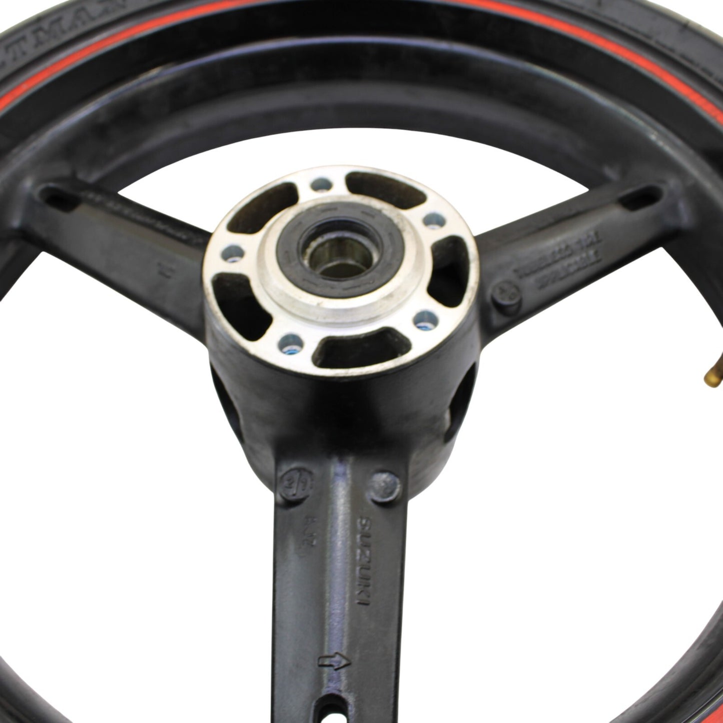 2003 2004 SUZUKI GSXR1000 FRONT WHEEL RIM DUNLOP TIRE STRAIGHT STOCK BLACK