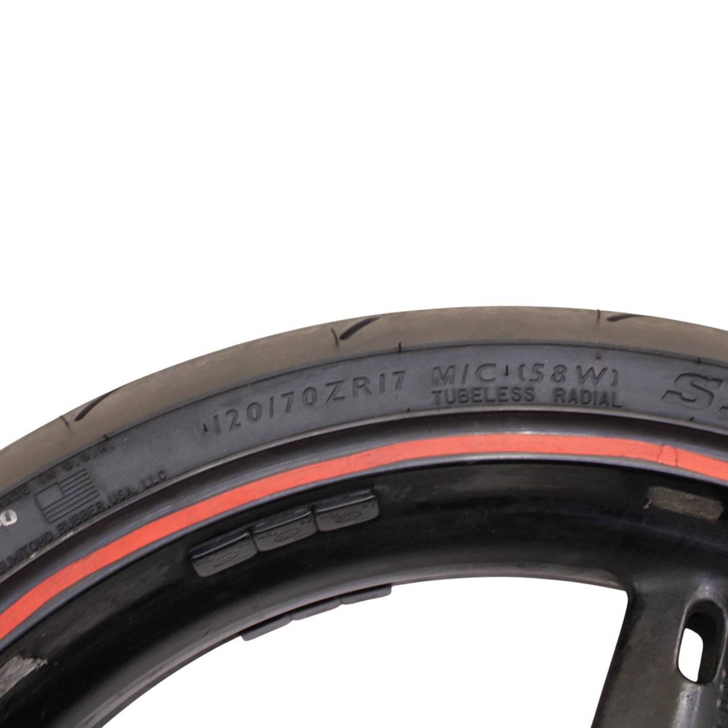 2003 2004 SUZUKI GSXR1000 FRONT WHEEL RIM DUNLOP TIRE STRAIGHT STOCK BLACK