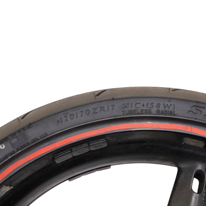 2003 2004 SUZUKI GSXR1000 FRONT WHEEL RIM DUNLOP TIRE STRAIGHT STOCK BLACK