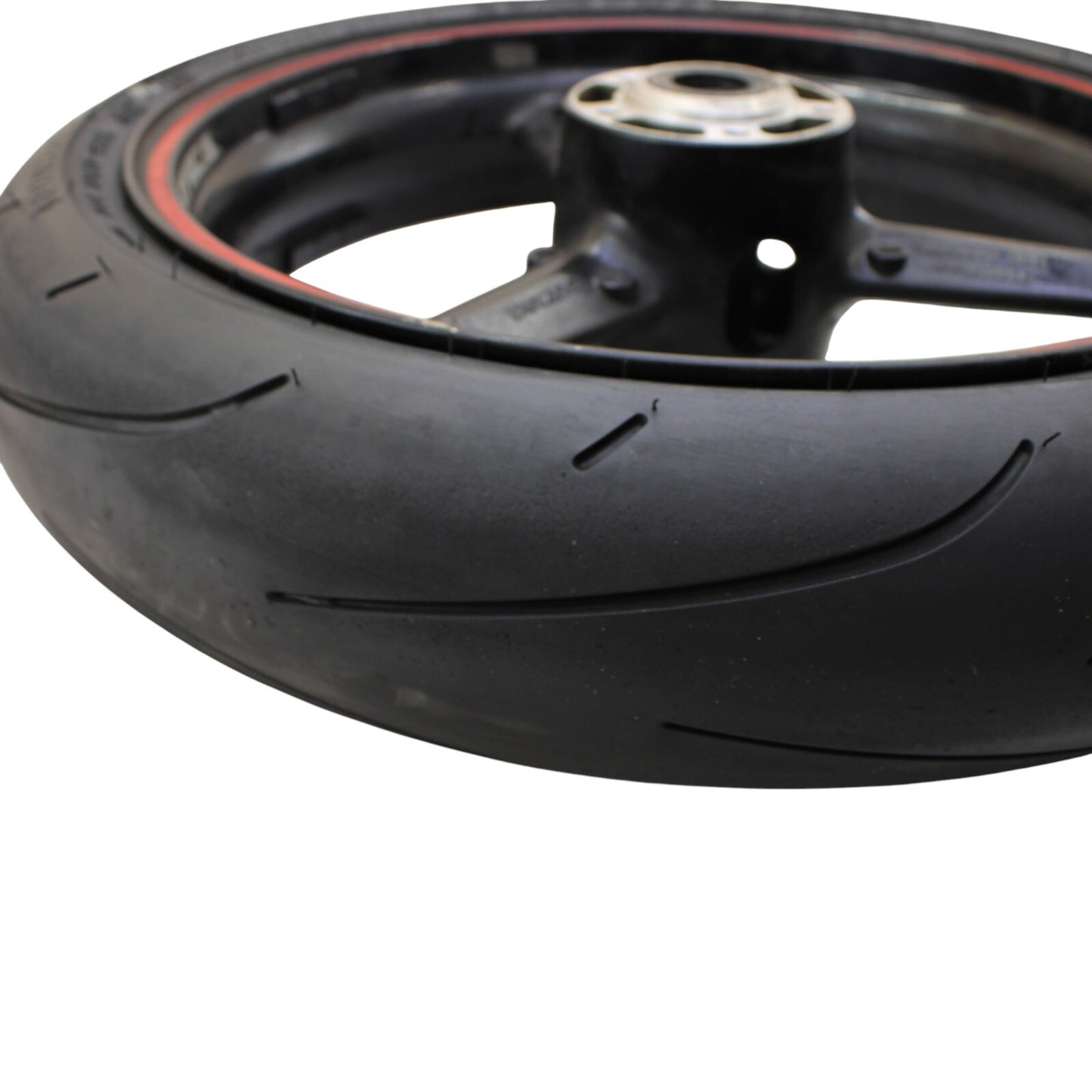 2003 2004 SUZUKI GSXR1000 FRONT WHEEL RIM DUNLOP TIRE STRAIGHT STOCK BLACK