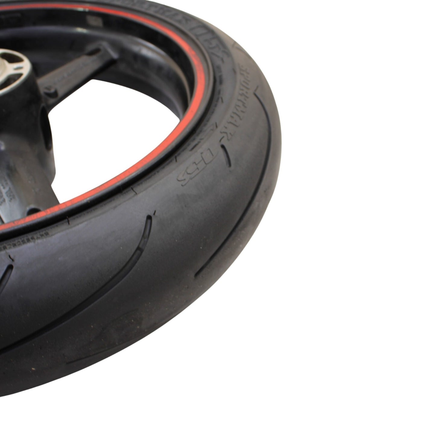 2003 2004 SUZUKI GSXR1000 FRONT WHEEL RIM DUNLOP TIRE STRAIGHT STOCK BLACK