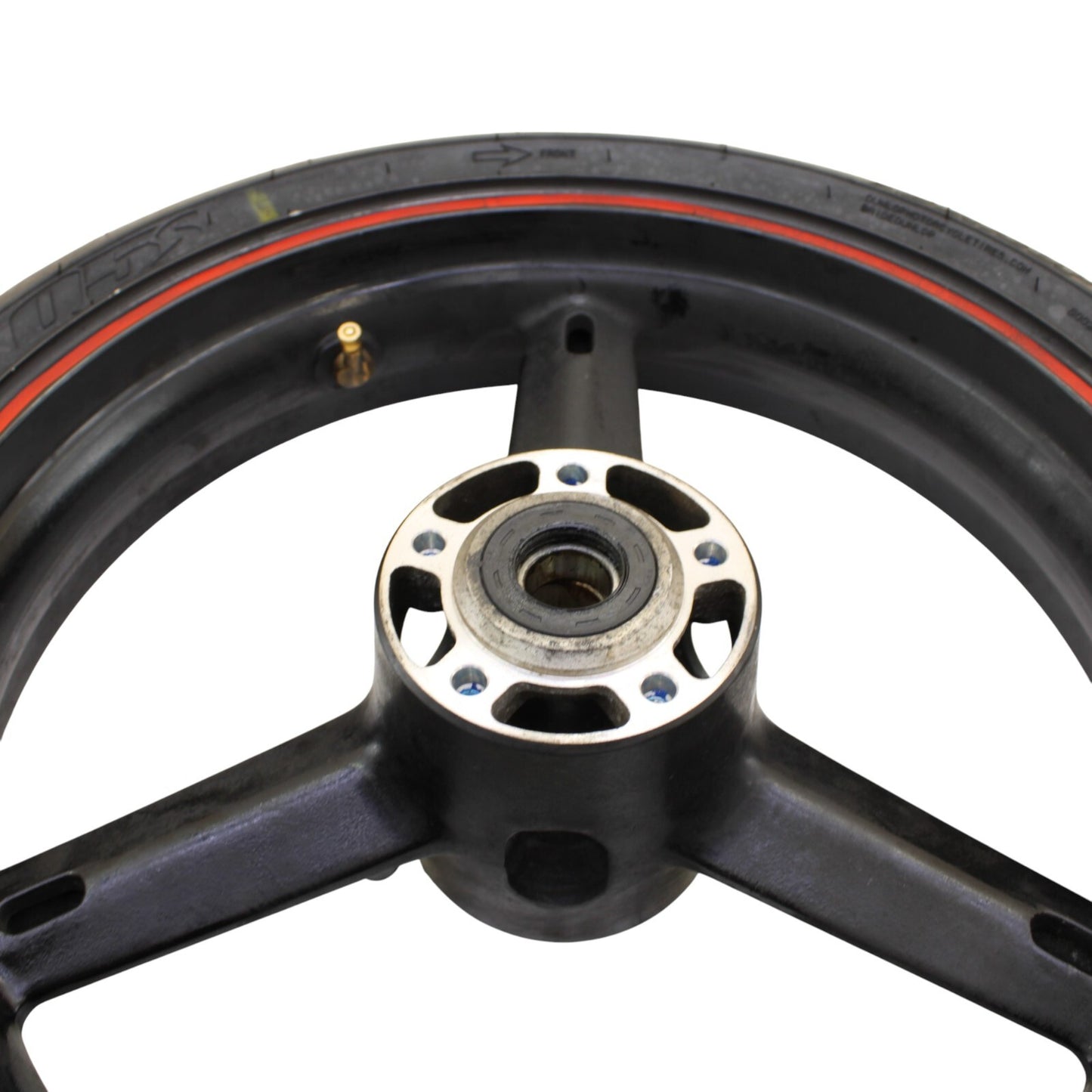 2003 2004 SUZUKI GSXR1000 FRONT WHEEL RIM DUNLOP TIRE STRAIGHT STOCK BLACK