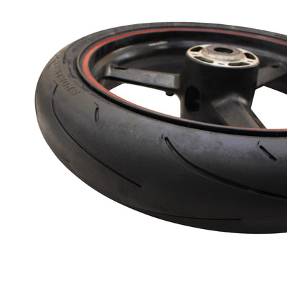 2003 2004 SUZUKI GSXR1000 FRONT WHEEL RIM DUNLOP TIRE STRAIGHT STOCK BLACK