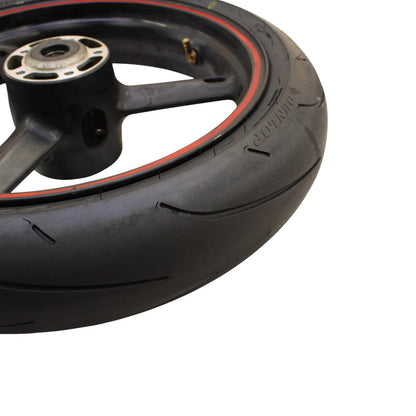 2003 2004 SUZUKI GSXR1000 FRONT WHEEL RIM DUNLOP TIRE STRAIGHT STOCK BLACK