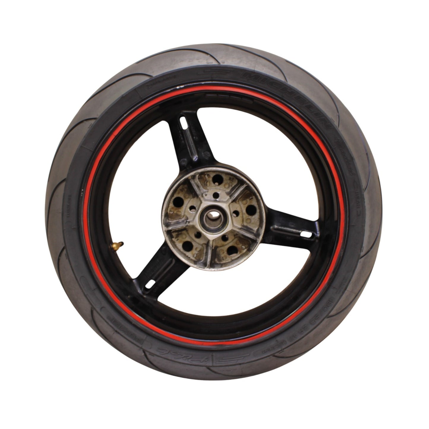 2003 2004 SUZUKI GSXR1000 REAR WHEEL BACK RIM BLACK MICHLEIN TIRE STRAIGHT STOCK